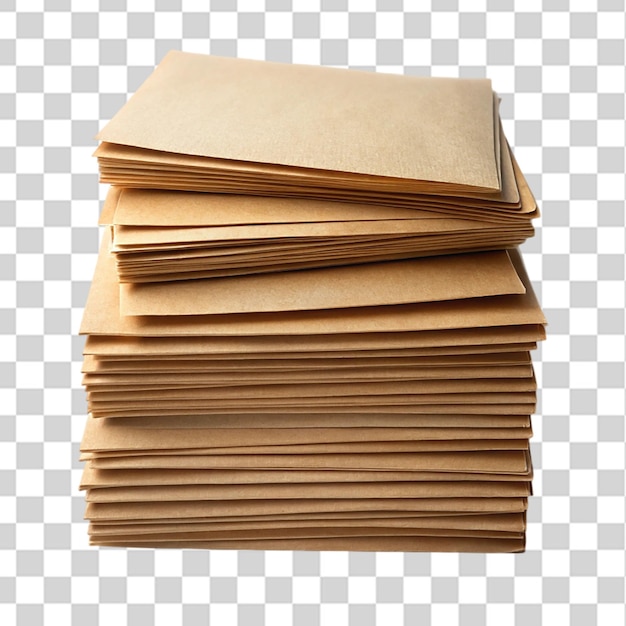 PSD a stack of brown paper top view isolated on transparent background