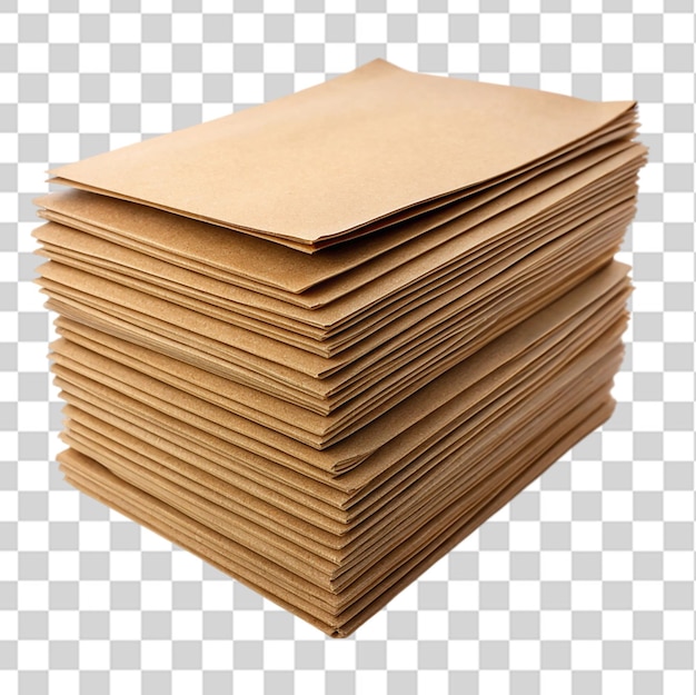 PSD a stack of brown paper top view isolated on transparent background