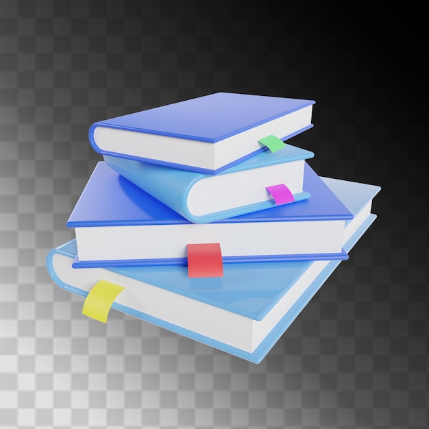 PSD a stack of colorful books with bookmarks