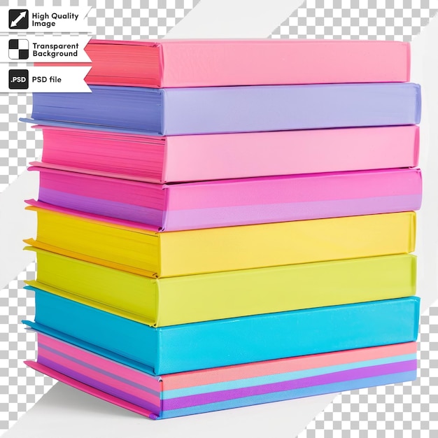 PSD a stack of colorful books with a picture of a stack of different color ones