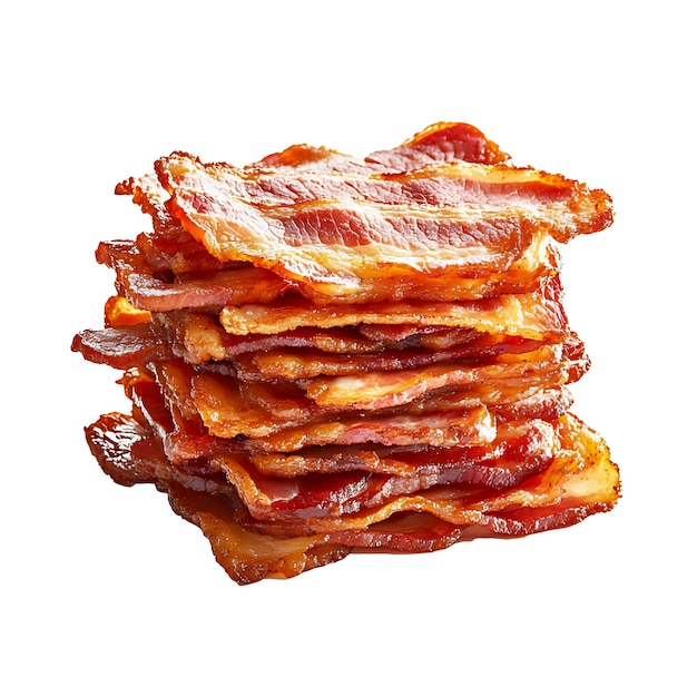 PSD a stack of crispy bacon strips isolated on a white background transparent background png