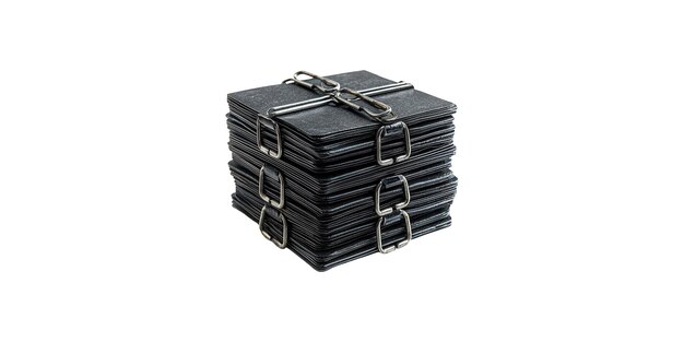 PSD stack of metal clamps isolated on transparent background