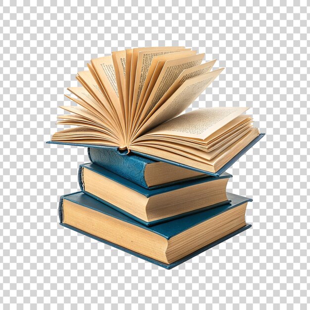PSD stack of open books isolated on white background