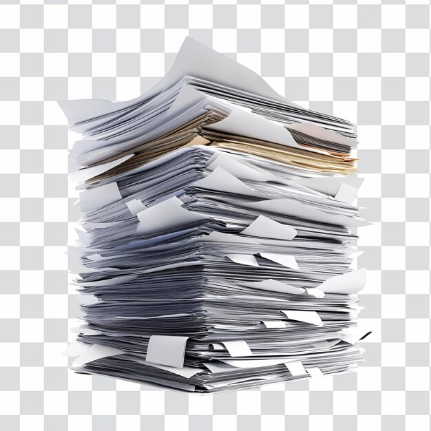 PSD a stack of papers on a transparent background