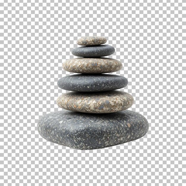 PSD stack of river stones isolated on transparent background