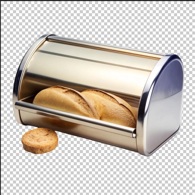 PSD stainless steel bread bin on white background