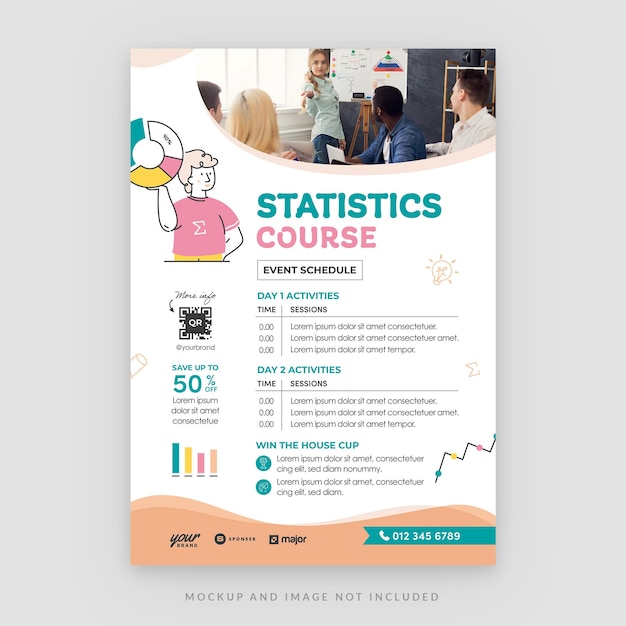 PSD statistics lesson education flyer template in psd v2