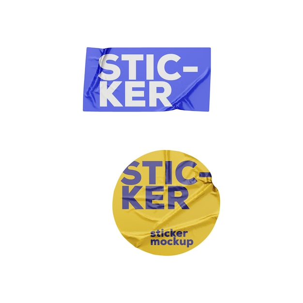 PSD sticker mockup 3d render