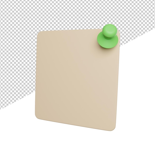 PSD sticky notes reminder side view 3d rendering icon illustration on transparent background