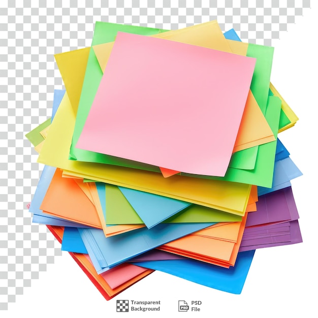 PSD sticky notes in various colors transparent background