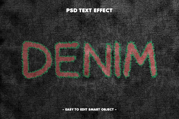 PSD stitch denim jeans editable text effect