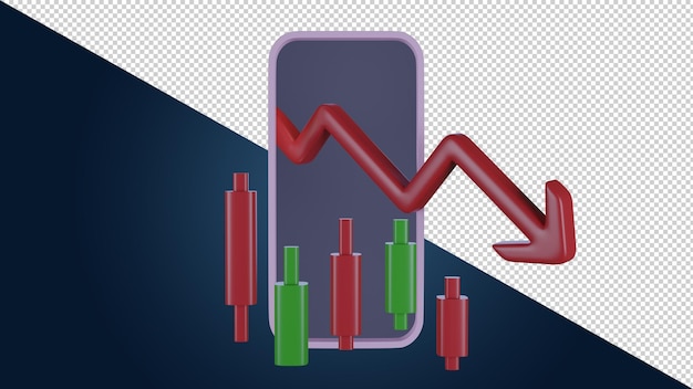 PSD stock market going down with a smartphone