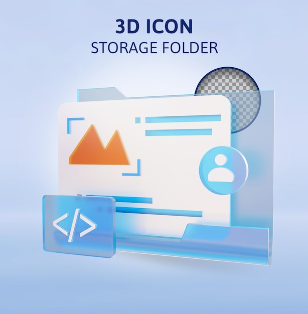 PSD storage folder 3d rendering illustration