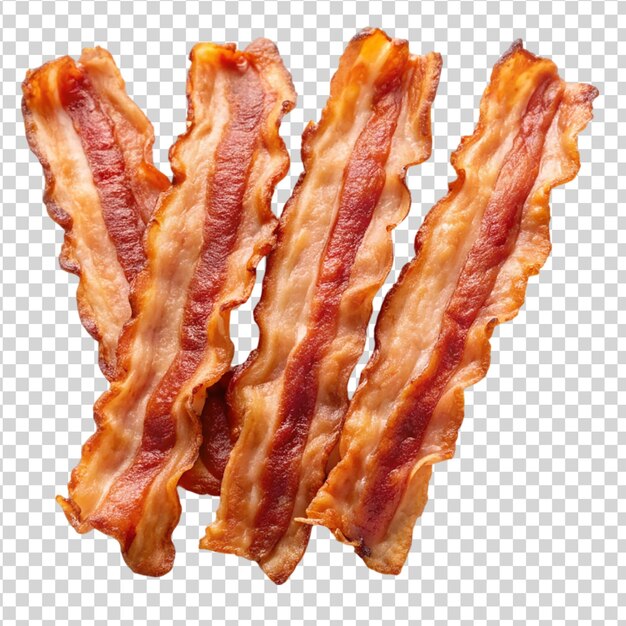 PSD strips of fried bacon isolated on white background