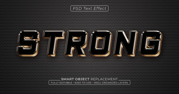 PSD strong glossy text editable 3d style text effect