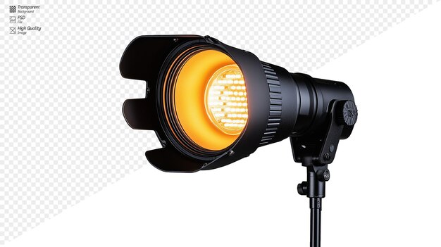 PSD studio spotlight with warm light on transparent background for creative projects