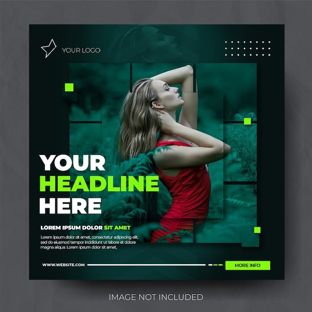 PSD stylish green fashion sale instagram post feed template