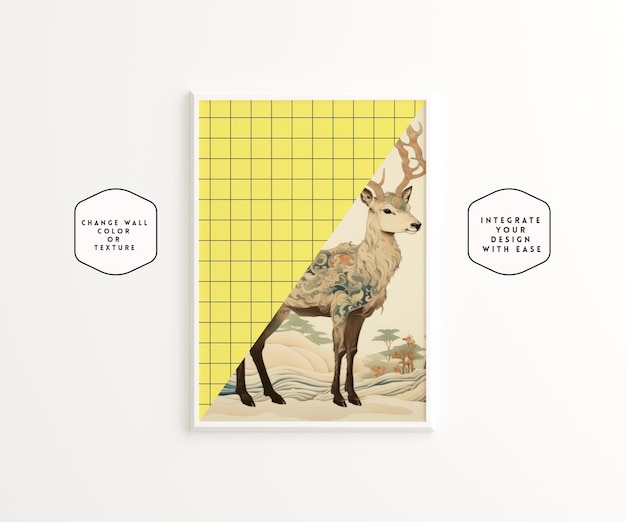 PSD stylish white painted wall frame mockup