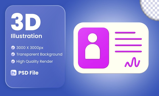 PSD stylized 3d id card illustration