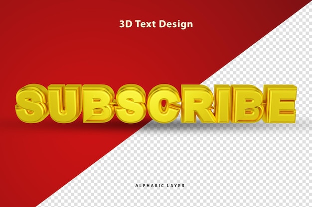 PSD subscribe 3d rendered text design