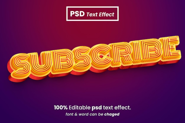 PSD subscribe editable 3d text effect