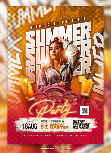 PSD summer beach party flyer design psd