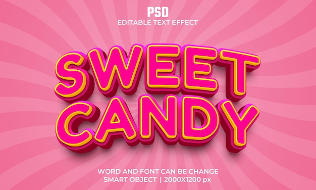 PSD sweet candy 3d editable text effect premium psd with background