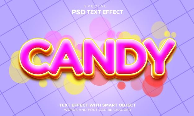 PSD sweet candy 3d editable text effect template
