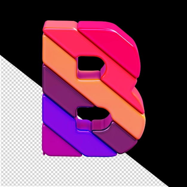 PSD symbol made of colored diagonal blocks letter b