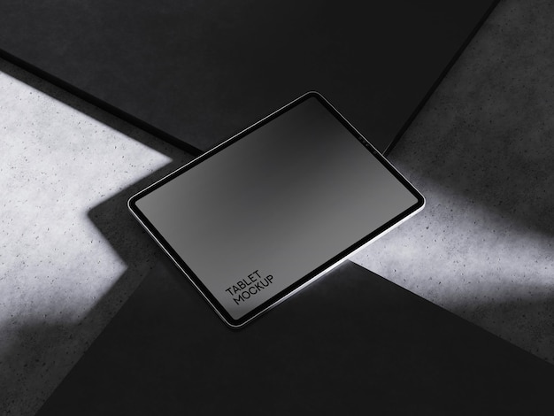 PSD tablet mockup on a dark surface