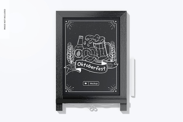 PSD tabletop chalkboard with legs mockup, top view
