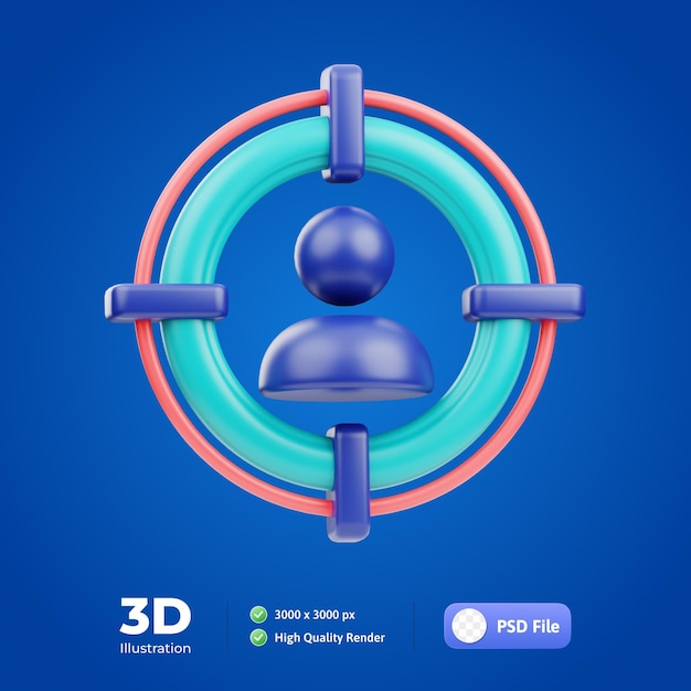 PSD target audience 3d illustration