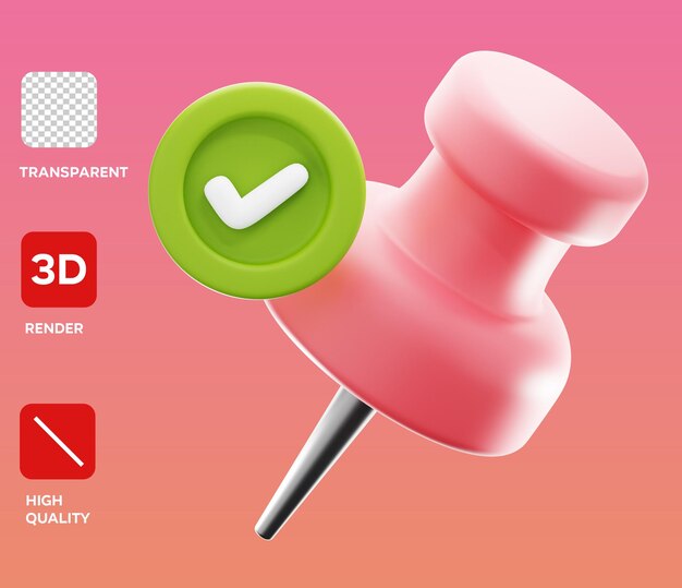 PSD task pinned 3d render illustration