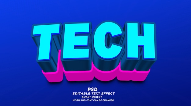 PSD tech 3d editable text effect photoshop psd template