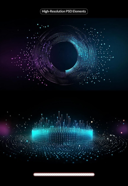 PSD technology background violet and blue colors dot wave