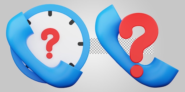 PSD telephone with question mark on transparent background 3d render