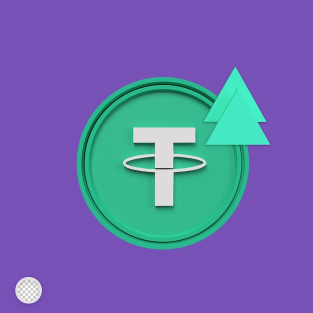 PSD tether cryptocurrency going up 3d render illustration