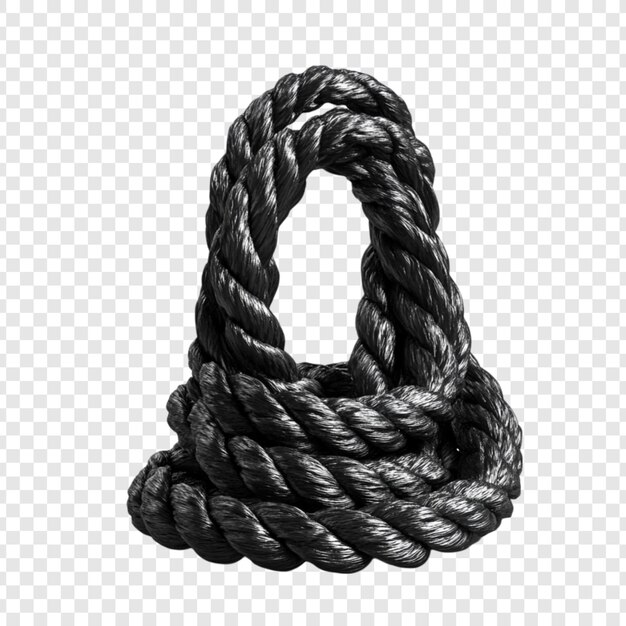 PSD thick black rope coiled in a unique shape nautical theme strong material texture
