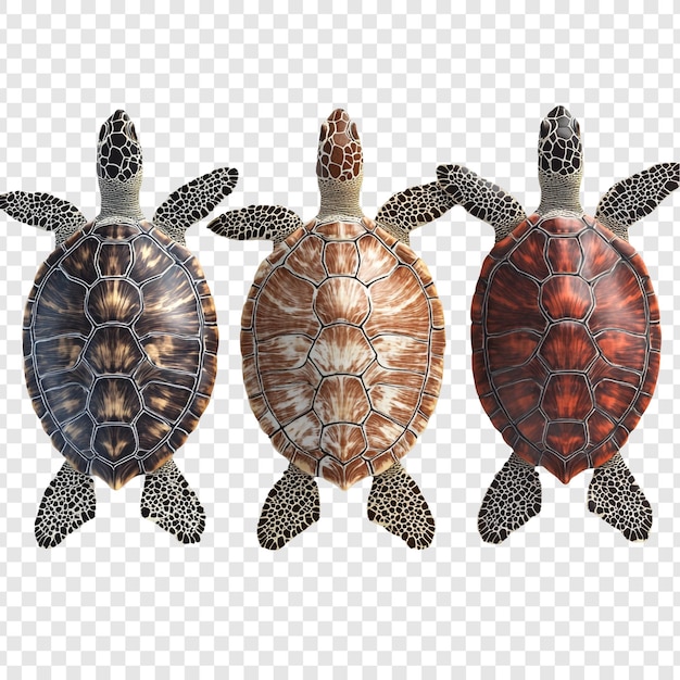 PSD three sea turtles from above