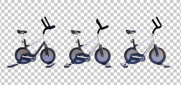 PSD three set of exercise bike isolated transparent background