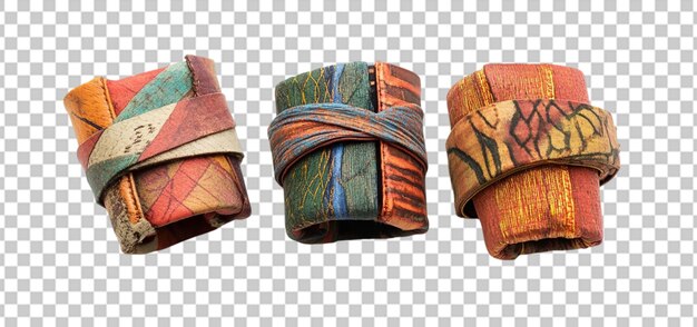 PSD three set of wrist wraps isolated transparent background