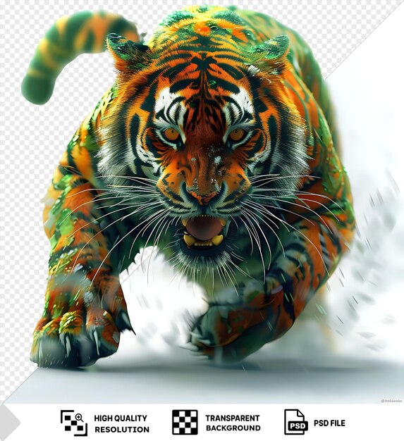 PSD tiger running transparent background high resolution psd