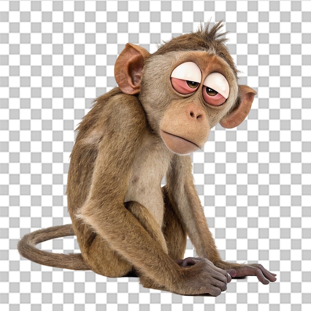 PSD a tiredlooking cartoon monkey isolated on white background
