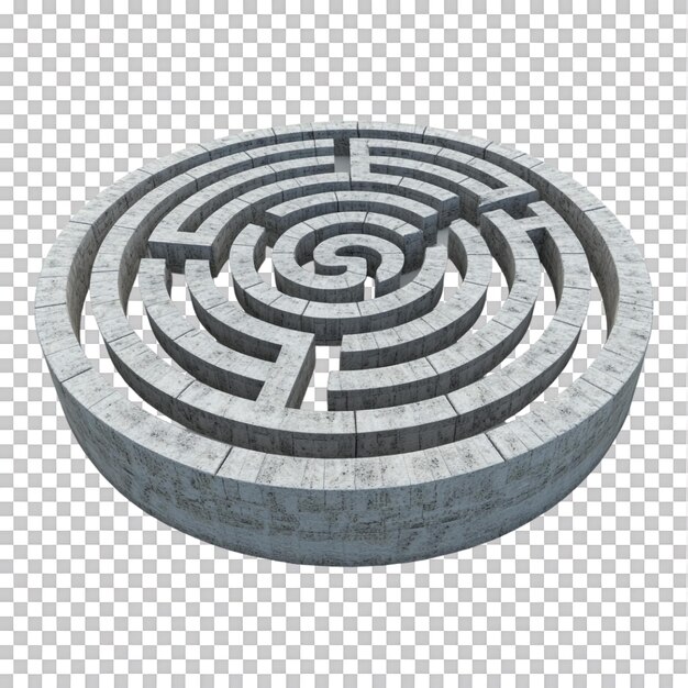 PSD titled labyrinth set against a transparent background featuring a complex maze structure