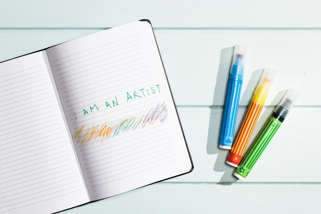 PSD top view of brochure concept mock-up