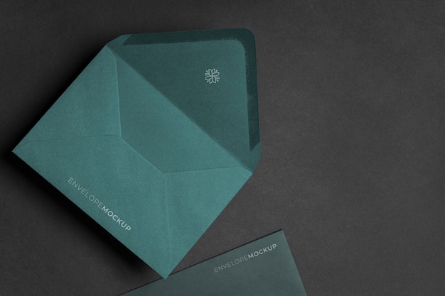 PSD top view of dark envelope mock-up