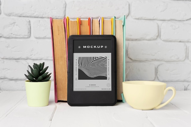 PSD top view on e book mockup