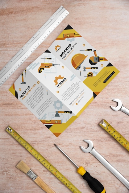 PSD top view over real estate flyer