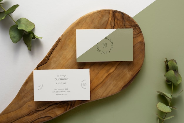 PSD top view stationery on wood
