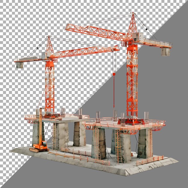 PSD tower crane on transparent background ai generated